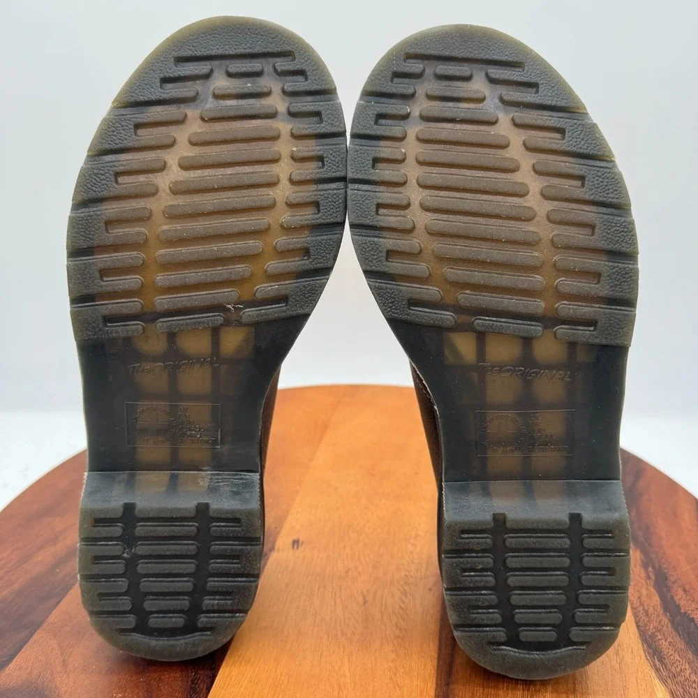 Dr. Martens Leather Platform Shoes Womens 8 Black Air Wair 1461 HDW